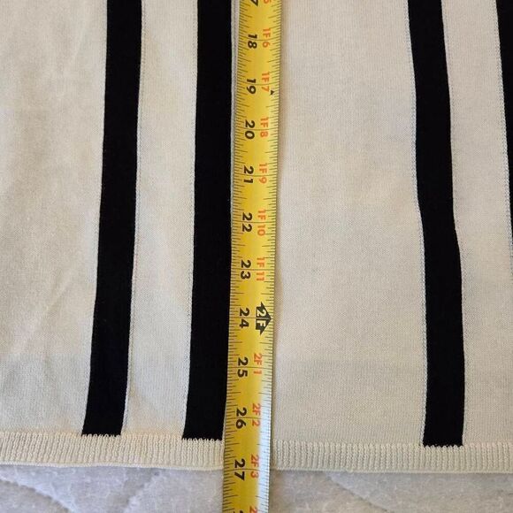 Talbots Womens Striped Open Front Ruana Wrap Poncho Cardigan Black & White OS - Picture 6 of 9